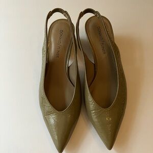 Donald J. Pliner Olive Green Pointed-Toe Slingbacks